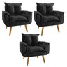 Kit 3 Poltrona Decorativa Opala Plus Preto - 1
