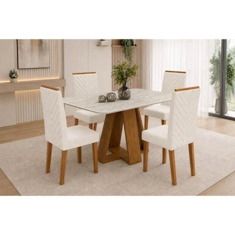 Mesa Cozinha Celeste+4 Cadeiras Nara Neve DJ Móveis