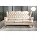Ver imagem 3 de Sofá Imperador 3 Lugares 185cm Bege Couro Sintetico Bella Decor