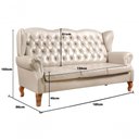 Ver imagem 2 de Sofá Imperador 3 Lugares 185cm Bege Couro Sintetico Bella Decor