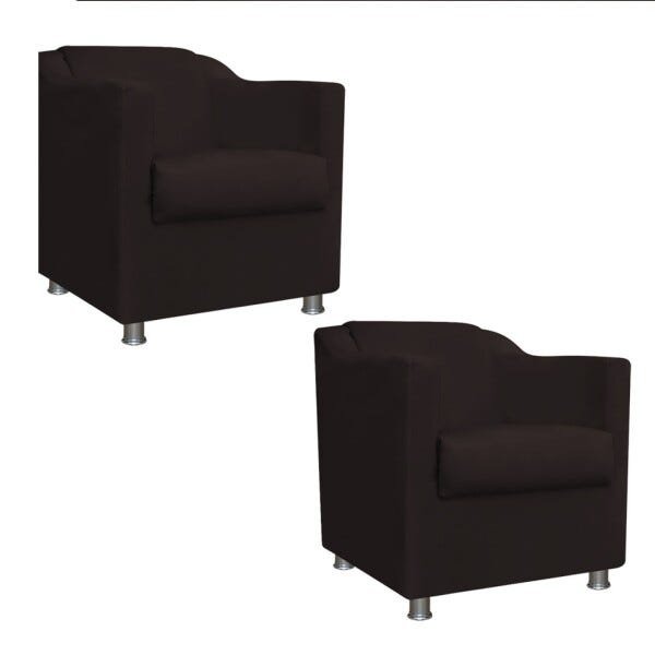 Kit 2 Poltronas Decorativa Tilla Suede Marrom - 1