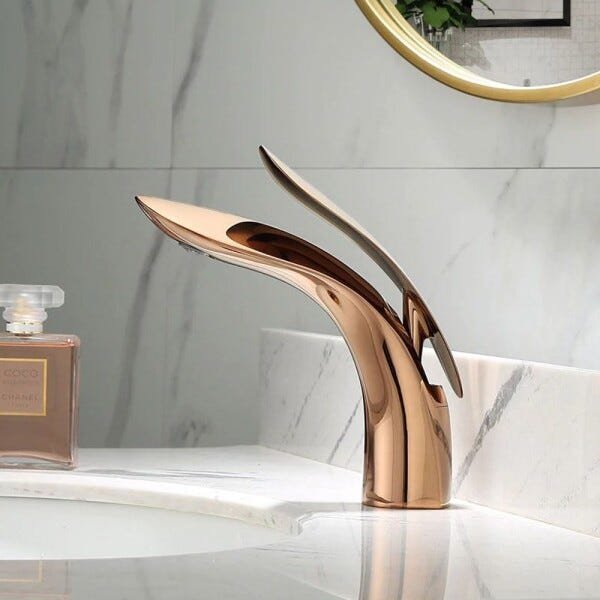 Torneira Monocomando Luxo Dourada Pia Banheiro Bancada Casa Lavabo Hotel Restaurante - 4