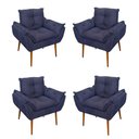 Ver imagem 1 de Kit 04 Cadeiras Poltronas de Luxo Opala Sala, Quarto Cor:azul Marinho