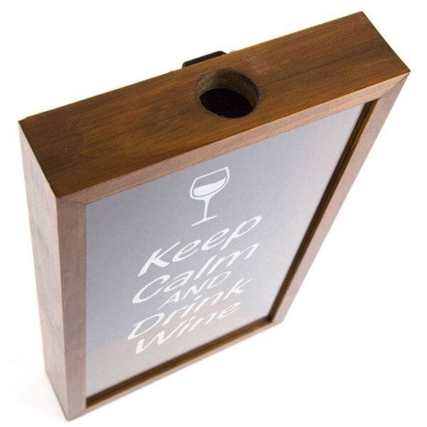 Quadro Porta Rolha de Vinho de Madeira Naturals Keep Calm And Drink Wine 30,5cmx18cmx5cm Rojemac - 2