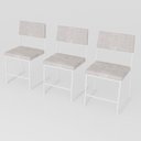 Ver imagem 1 de Kit 3 Cadeira Jantar Cozinha Estofada com Encosto Branco Suede Dubai