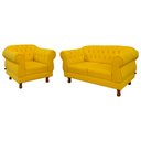 Ver imagem 1 de Conj Sofá Namoradeira Elisabeth Chesterfield Capitone Suede Amarelo / Decoração, Sala, Tv, Estar, Re