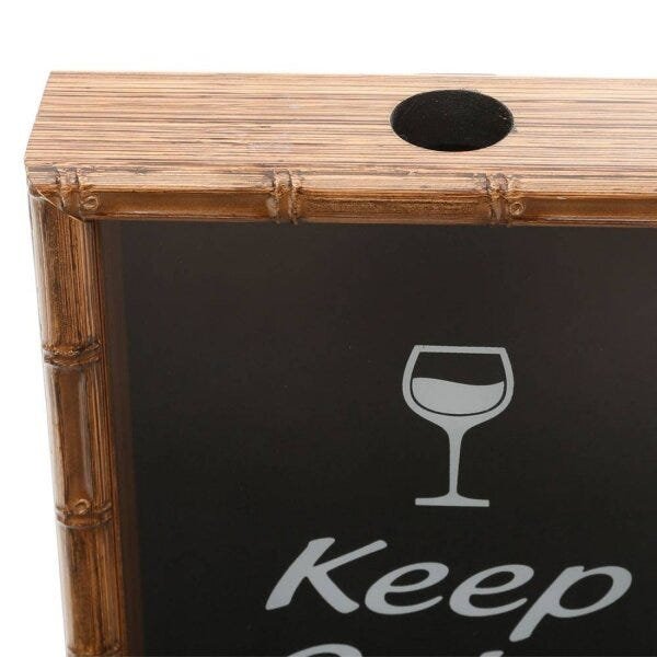 Quadro Porta Rolha de Vinho Bambu Keep Calm And Drink Wine 32,5cmx20cmx5cm Rojemac - 4