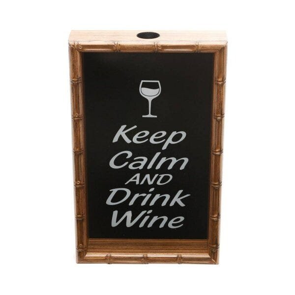 Quadro Porta Rolha de Vinho Bambu Keep Calm And Drink Wine 32,5cmx20cmx5cm Rojemac - 2