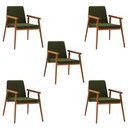 Ver imagem 1 de Kit 5 Cadeiras Decorativa Sala de Jantar Sidnei Veludo Verde - Gran Belo