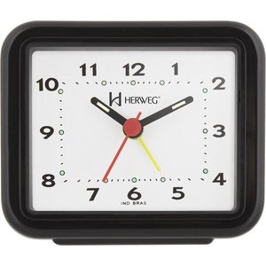 Relógio Despertador Quartz - Analógico - Preto- Herweg