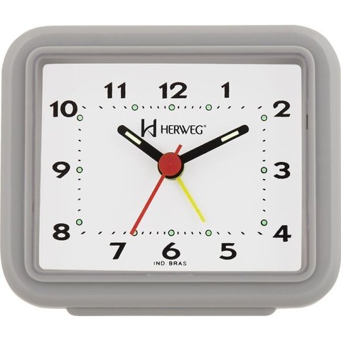 Relógio Despertador Quartz - Analógico - Cinza - Herweg