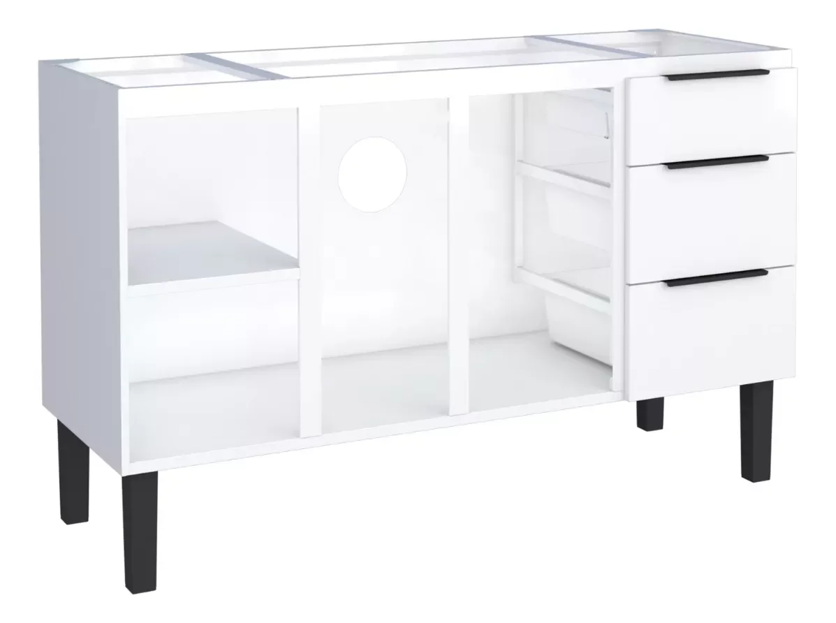Conjunto Cozinha Jupter 100% Aço Reforçado 1.50 Mt -gabinete + Armario Aereo - Cozimax:branco - 5