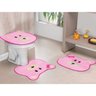 Kit Banheiro Infantil Rosa Ursinha 3 Peças Antiderrapante - 1