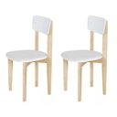 Ver imagem 1 de Kit 2 Cadeiras Infantil Elisa Assento Suede Branco Base em Madeira Maciça