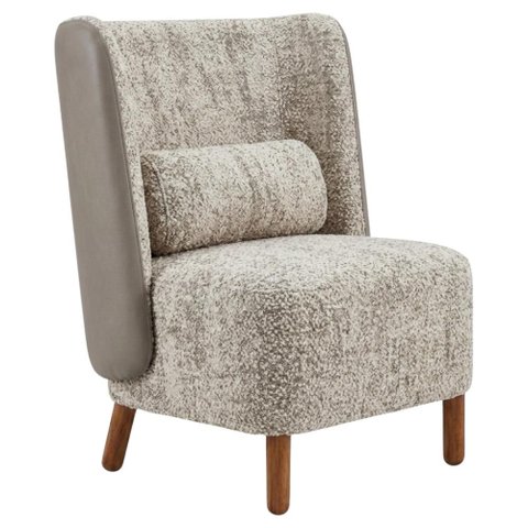 Poltrona Decorativa Verso Pes Madeira Boucle e Courino Tce 1018 Tcs 726 Moll