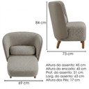 Ver imagem 3 de Poltrona Decorativa Verso Pes Madeira Boucle e Courino Tce 1018 Tcs 726 Moll