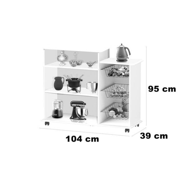 Balcão para Micro-Ondas com 2 Portas e Fruteira Londres Amêndoa - Passe Bem Móveis - 3