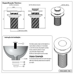 Válvula Lavatório Banheiro Click Dourado Fosco Luxo - 6