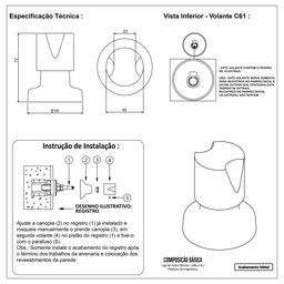 Acabamento para Registros de Pressão e Gaveta 16 estrias Gold Fosco - 6