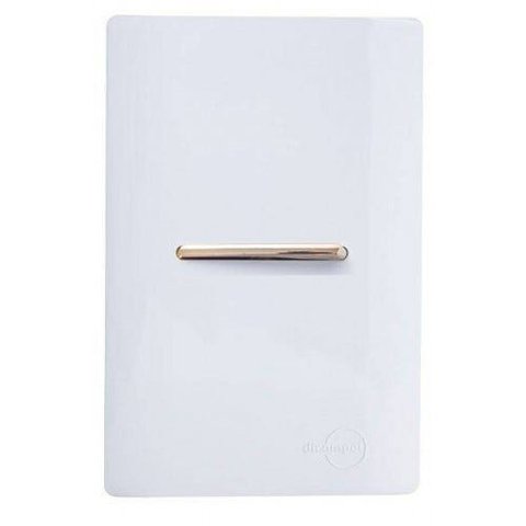 Conjunto Interruptor Simples Vertical 4x2 Novara Branco Brilhante Gold Dnv1200/1brgd