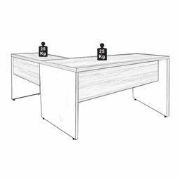 Mesa de Escritório em L (mesa 1,50m + Mesa Auxiliar) – sem Gavetas Nogal Sevilha/preto - 3