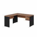 Ver imagem 1 de Mesa de Escritório em L (mesa 1,50m + Mesa Auxiliar) – sem Gavetas Nogal Sevilha/preto