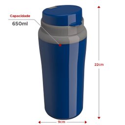 Copo Térmico Miami 650ml Bebidas Quentes e Frias:Azul - 3