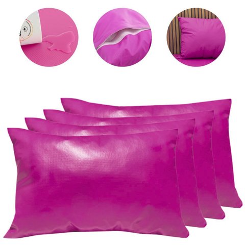 Kit 4 Fronhas Impermeáveis Antiácaro Rosa Pink Fechamento em Velcro