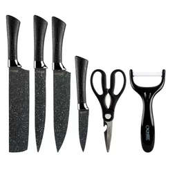 Kit Jogo de Facas Preto em Antiaderente 6 Peças Chef - 1