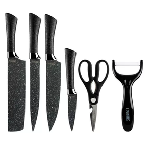 Kit Jogo de Facas Preto em Antiaderente 6 Peças Chef