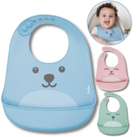 Babador de Silicone Impermeável Bebê - Pega Migalhas - Buba Babador de Silicone Impermeável de Bichi