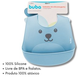 Babador de Silicone Impermeável Bebê - Pega Migalhas - Buba Babador de Silicone Impermeável de Bichi - 3