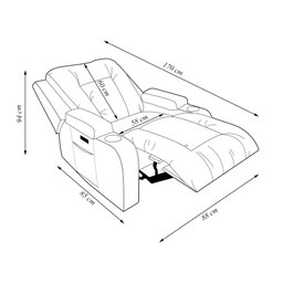 Poltrona do Papai Reclinável Sala de Cinema Crihs Elétrica Botão Led Porta Copos USB PU Marrom Brilho G23 - 4