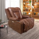 Ver imagem 7 de Poltrona do Papai Reclinável Sala de Cinema Crihs Elétrica Botão Led Porta Copos USB PU Marrom Brilho G23