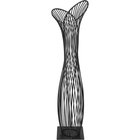 Vaso Decorativo de Metal Preto 62x16x16cm Enfeite Sala Mesa Estante Aparador