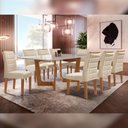 Ver imagem 1 de Conjunto Sala de Jantar Nápoles Tampo Vidro/MDF com 8 Cadeiras Genova Smart Plus Cel Móveis