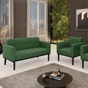 Ver imagem 7 de Sofá Namoradeira e Poltrona Base de Madeira Preto Elisa Suede D03 - D'Rossi Cor Verde