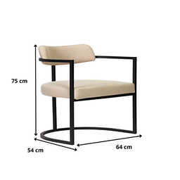 Kit 02 Poltronas Ohio Linho Marfim Estrutura Preto - 8