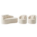 Ver imagem 2 de Kit Sofá Orgânico Curvo Feijão + 02 Poltronas Sala Estúdio Amore Bouclê Off White - Vimont Moveis