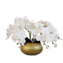 Ver imagem 1 de Arranjo Centro De Mesa Flor Orquideas 10 Galhos Vaso Dourado