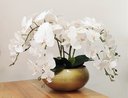 Ver imagem 2 de Arranjo Centro De Mesa Flor Orquideas 10 Galhos Vaso Dourado