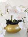 Ver imagem 4 de Arranjo Centro De Mesa Flor Orquideas 10 Galhos Vaso Dourado