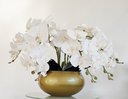 Ver imagem 5 de Arranjo Centro De Mesa Flor Orquideas 10 Galhos Vaso Dourado