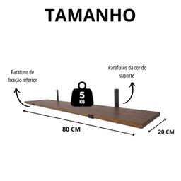 Prateleira Industrial 80cm Mão Francesa Madeira Louro Freijó - 4