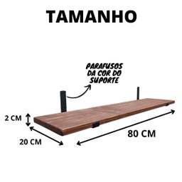 Prateleira Industrial Mão Francesa Madeira Pinus Maciça 80CM:IPÊ - 3
