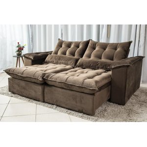 Sofá Retrátil e Reclinável Ipanema 1,80m em Tecido Veludo C/pillow Nos Braços - Montagem Inclusa:mar