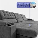 Ver imagem 4 de Sofá Retrátil e Reclinável 4,25m Arena com Molas Ensacadas e Carregador USB-C Boucle Cinza Escuro