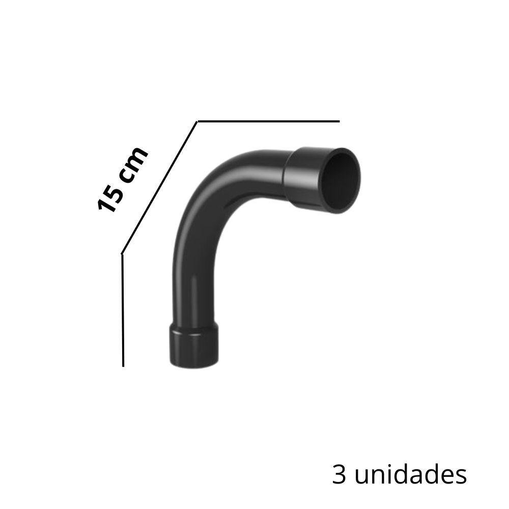 Kit 3 Unidades Curva 90° com Luva Conduite Eletrotuto 3-4 Preto - 6