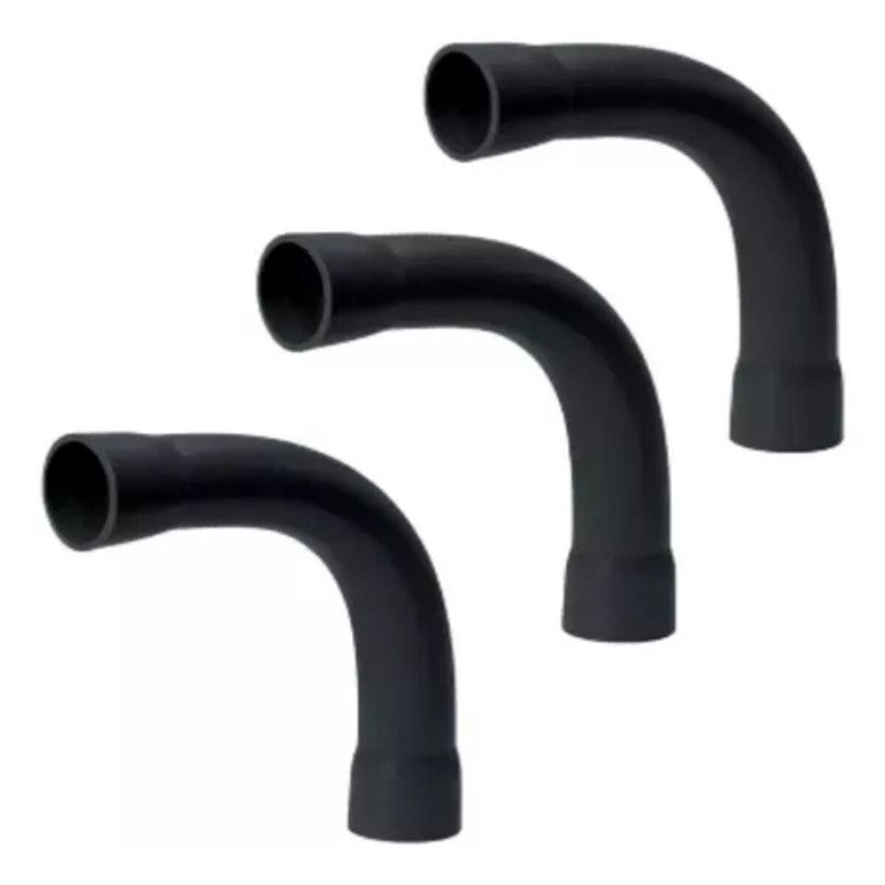 Kit 3 Unidades Curva 90° com Luva Conduite Eletrotuto 3-4 Preto - 1