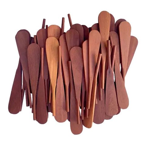 Kit 100 Peças Espátula Mineira Patê de Pau Madeira 16 cm